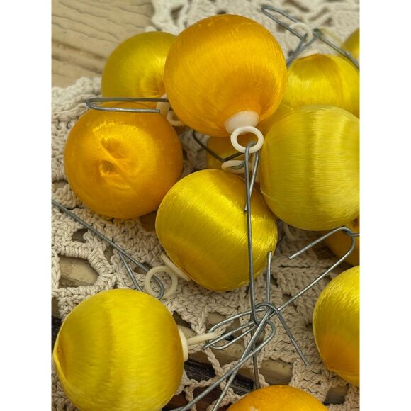 LOT 29 Vintage Small Yellow Satin Ornaments - Picture 4 of 4